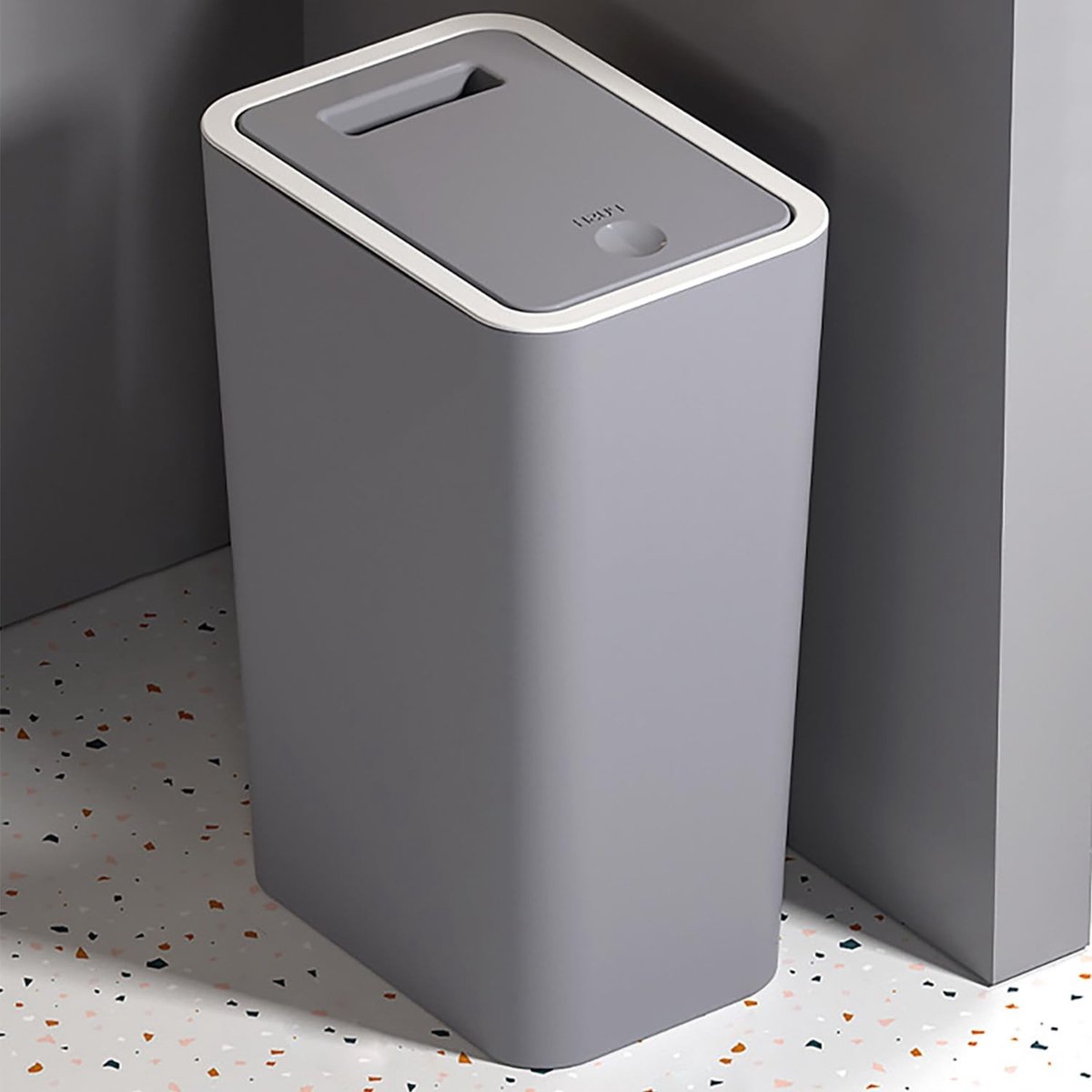 Vuilnisemmer - Grijs - 9 liter - Geurdicht met Pop-up Deksel - Voor Keuken, Badkamer en Kantoor