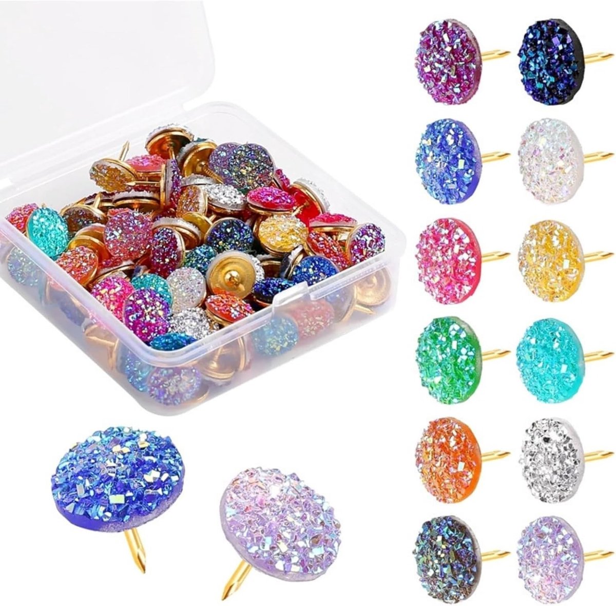 Decoratieve Pushpins - Diamant #2 - 30 stuks - Duurzame Duimspijkers voor Prikborden - Voor Kantoor en Thuis
