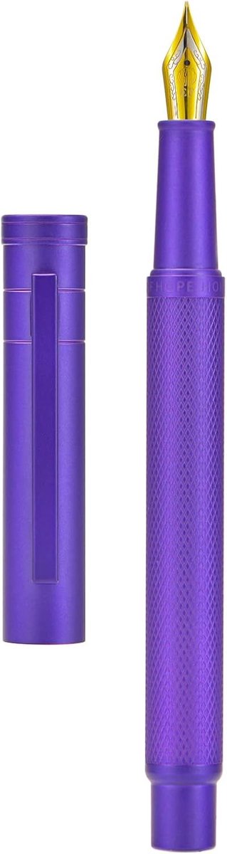 Paarse vulpen met medium nib, klassiek ontwerp, inclusief converter en metalen pennehouder, perfect voor schrijfliefhebbers en cadeau's