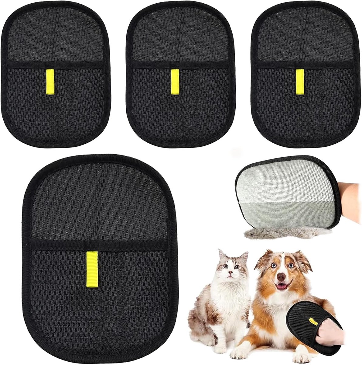 Set van 4 Magneet Handschoenen voor Huisdieren, Effectieve Verwijdering van Dierenvacht, Antistatische Functie, Ideaal voor Katten en Honden, Geschikt voor Meubels en Kleding