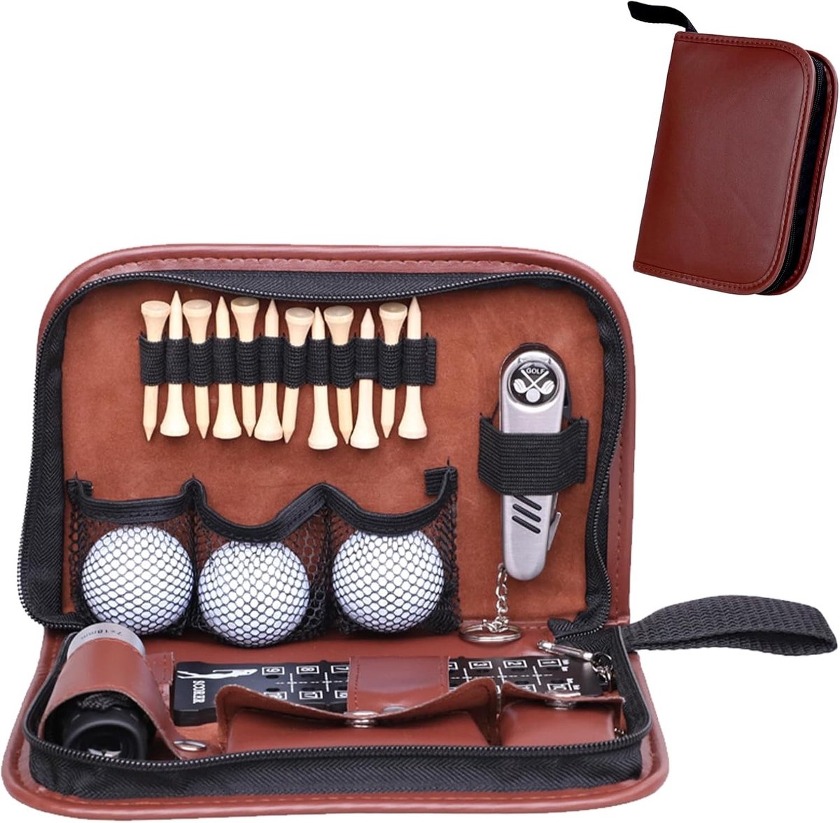 Golfaccessoireset - Multicolor - 7-in-1 - Duurzaam PU Etui - Voor Heren en Dames