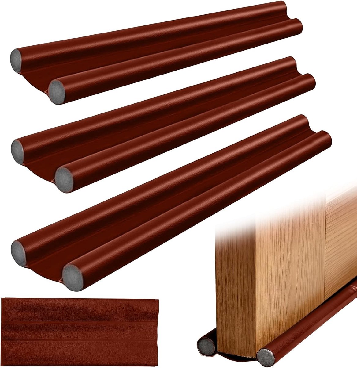 Tochtstopper - Bruin - 96 cm - Dubbellaagse Deurafdichting - Voor Deuren en Raam