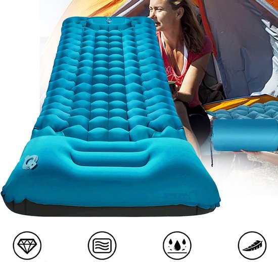 Campingmat, Draagbaar Luchtbed Compact, Dubbel Koppelbare Opblaasbare Campingmat, Ingebouwde Voetpomp. — afbeelding 2