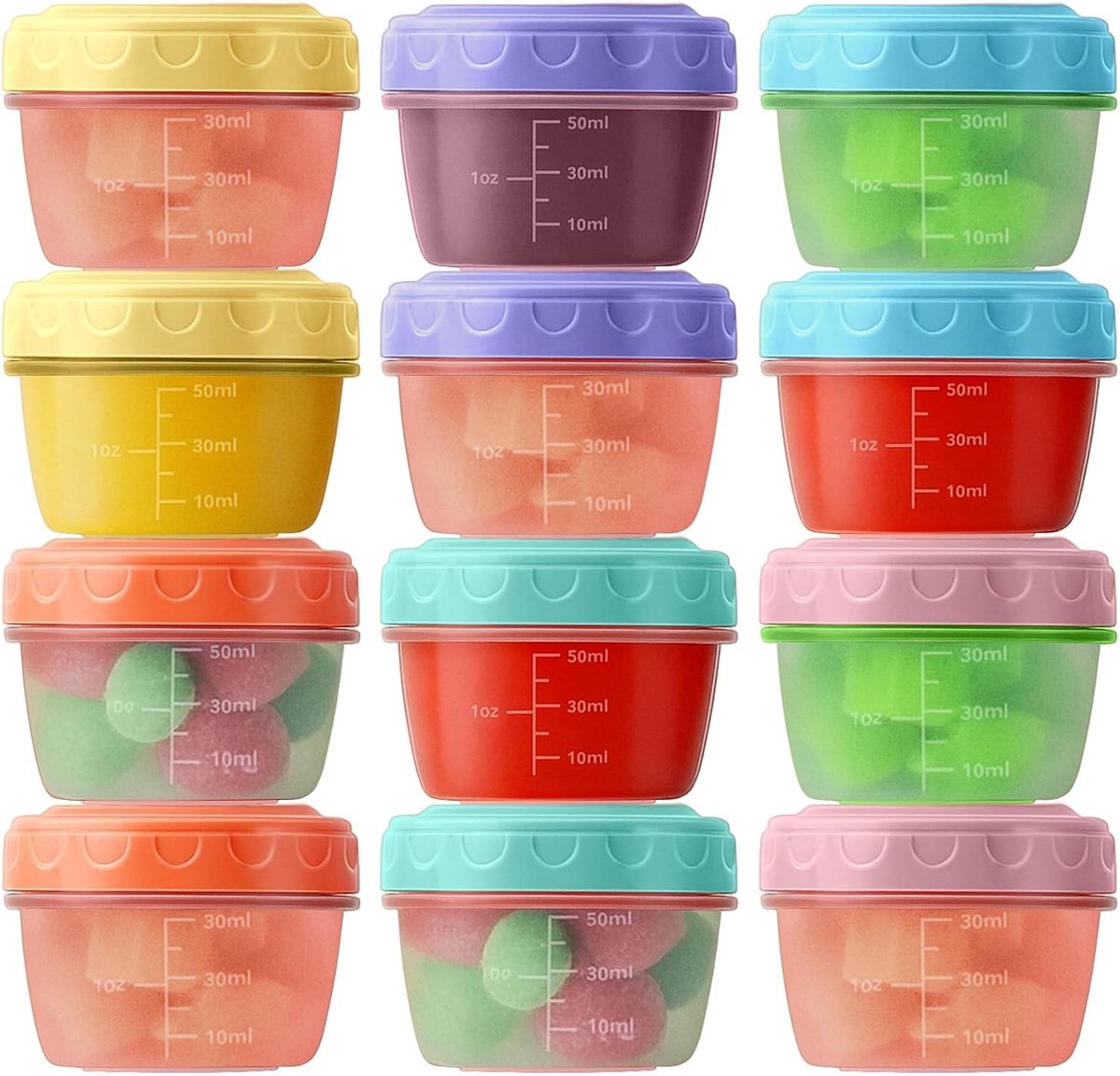 Kleine Vriesdozen met Deksel - Transparant - 12 Stuks - Kunststof - Voor Snacks en Sauzen