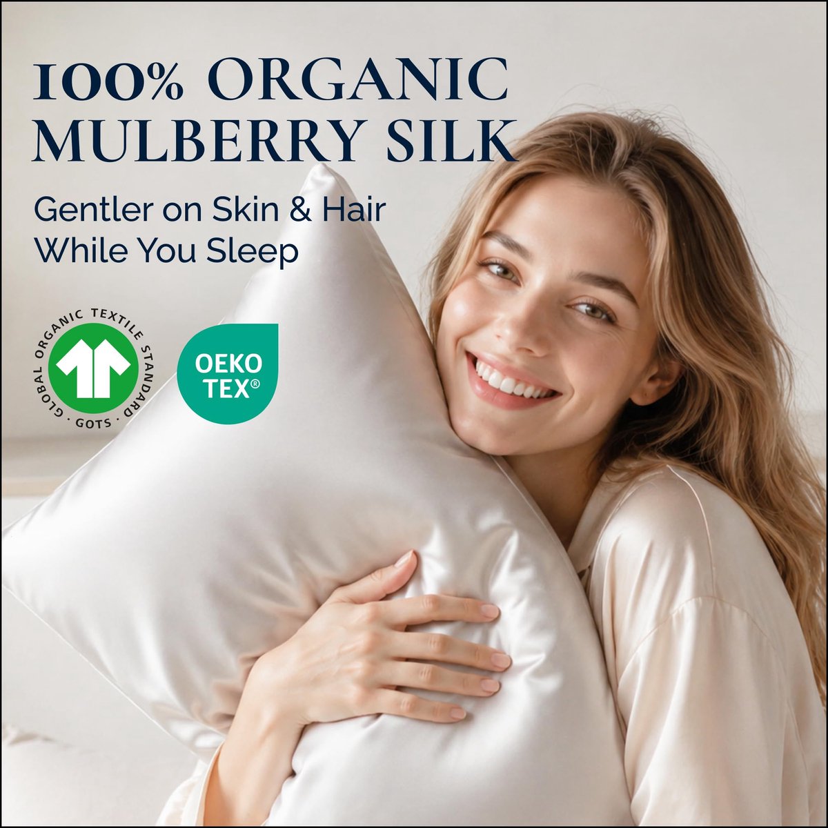 RENESSY Premium Silk Pillowcase 100% Organic Mulberry Silk, 22 Momme, Grade 6A - Oeko-Tex Certified in Germany - ShopVlot