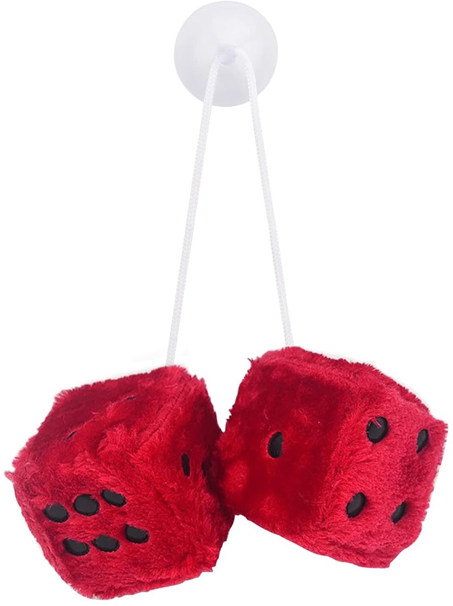 AYNKH 6 cm autohanger met pluizige dobbelstenen, autospiegelhanger, kerstboomdecoratie, pluizige dobbelstenen voor in - ShopVlot
