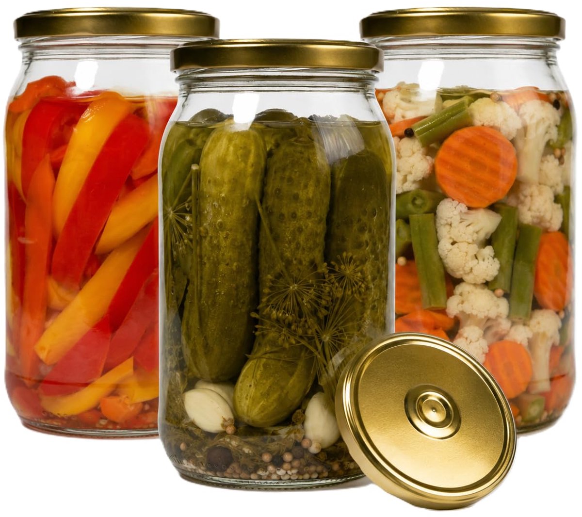 Famanu – Inmaakpotten met deksel, schroefdeksel van 82 mm, weckpotten van 900 ml, set van 24 stuks voor conserveren