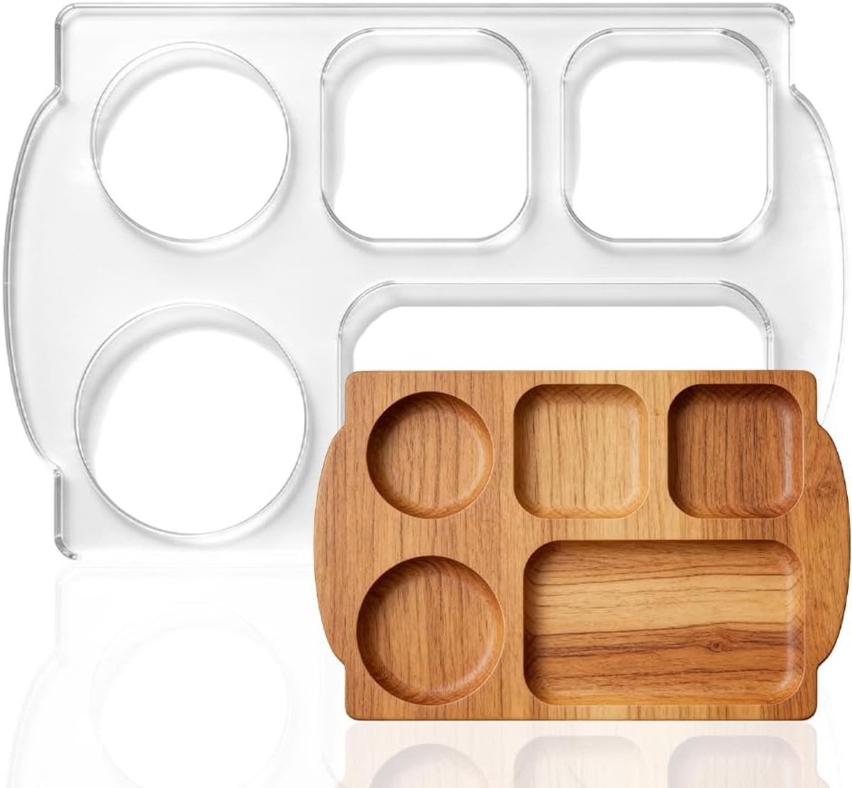 Gedeelde plaat houtbewerking sjablonen voor doe-het-zelf projecten, transparante acryl inleg voor houten opbergtrays en decoraties