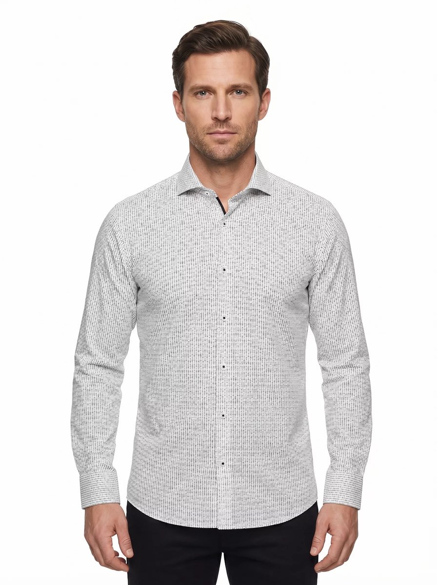 Napoli Uomo - Overhemd Heren - Wit - Print - Italianstyle