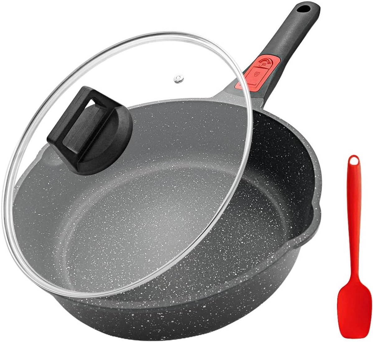 Koekenpan - Zwart - 24 cm - Gecoate Antiaanbaklaag met Afneembare Handgreep - Voor Alle Warmtebronnen