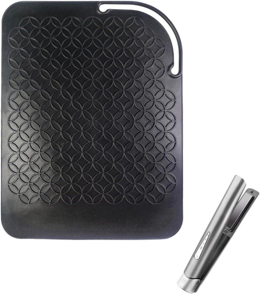 Krultang mat - Warmte onderlegger - Haar stylen - Antislip siliconen - 21x15.6 cm - Zwart
