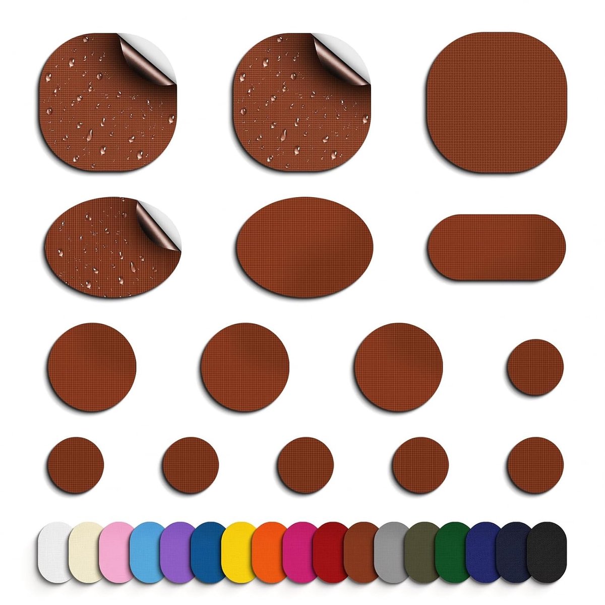 45 Stuks Nylon Reparatietape voor Jassen, Tent en Buitenkleding - Zelfklevende Patches in Rond en Ovaal Paars
