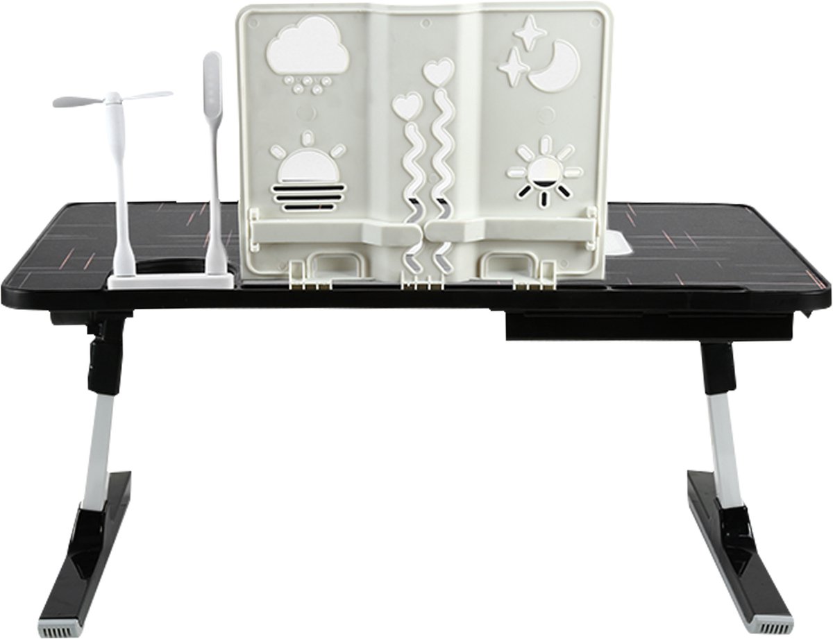 PIPIPOXER Bedtafel - Laptoptafel- Laptoptafel verstelbaar in hoogte - Groot-Laptop standaard - Laptop tafel - Bank tafel - Bijzettafel - Bed- Zwart