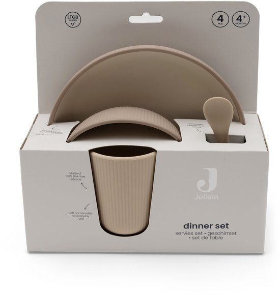Jollein Kinderserviesset Siliconen - met Bord, Kom, Beker - Natural Shades van Jollein — afbeelding 2