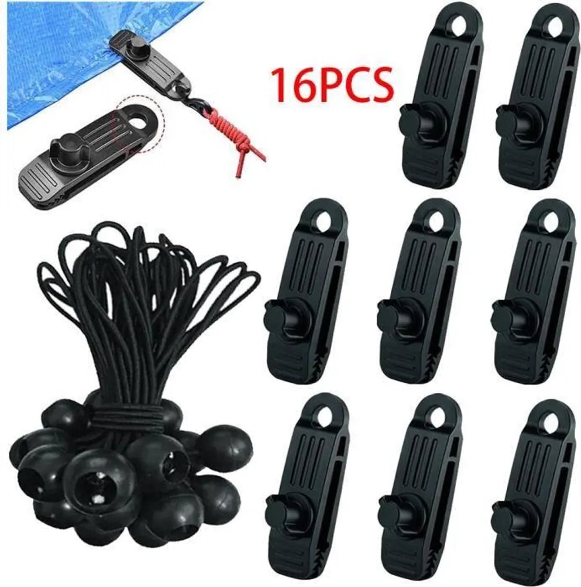 Zeilclips, bevestigingsclips Geschikt voor zeilen Geschikt voor elastische koorden en kogelgespen, vergrendelingsclips, Geschikt voor luifels, tenten en zonneschermen.