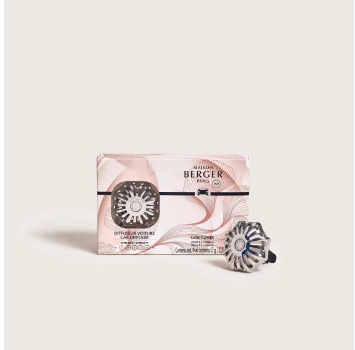 Maison Berger Autodiffuser Coralie Silver met Lady Flower geur