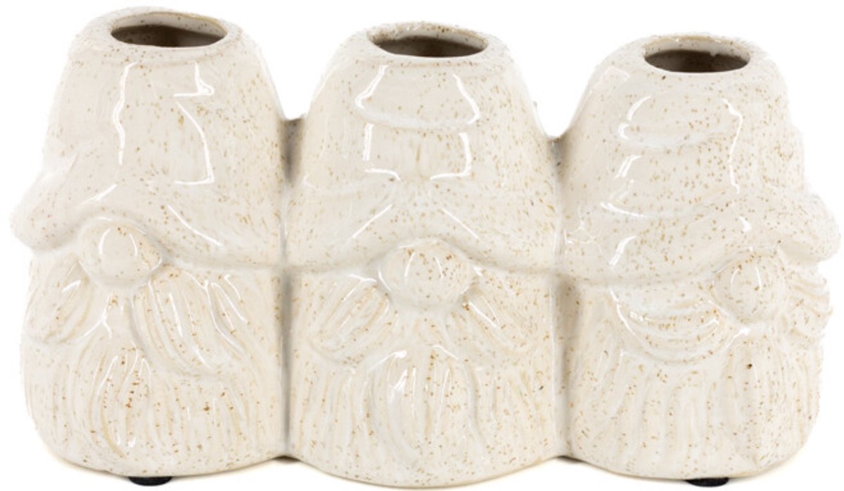 Aardewerk vaas Triple Santa beige