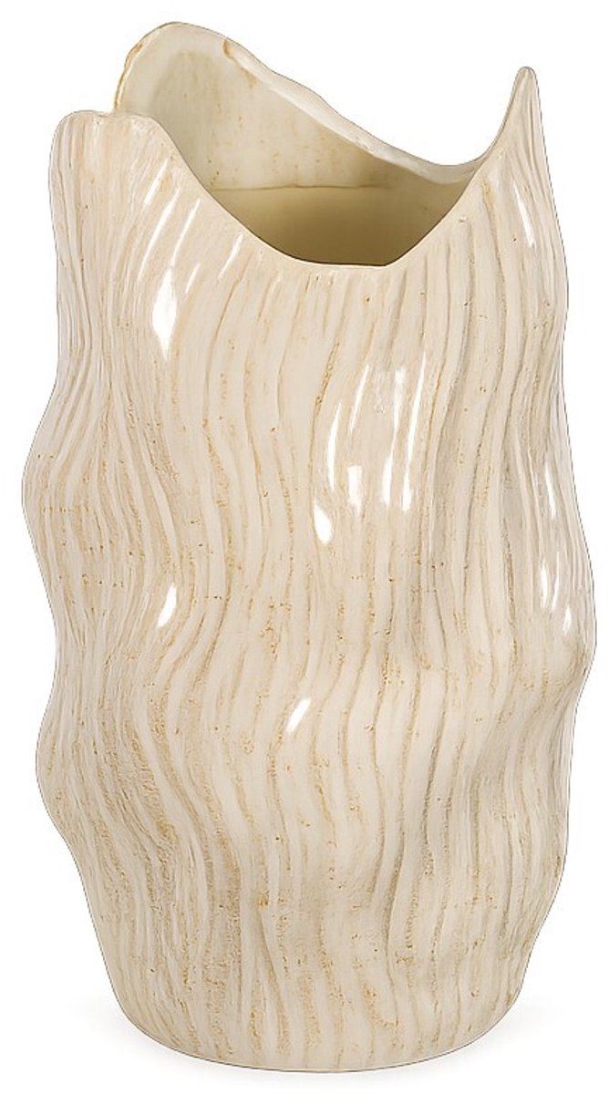 Aardewerk vaas Veil beige S