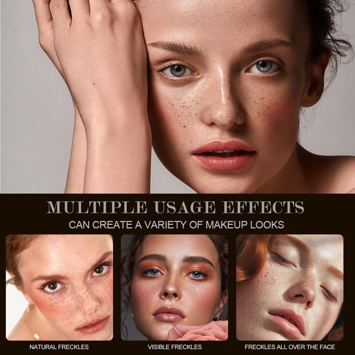 Natuurlijke vlekkenpen en vlekkenstempel, waterproof en langdurige set voor een henna bruine freckle look met 5-punts stempel en vlekkenpen