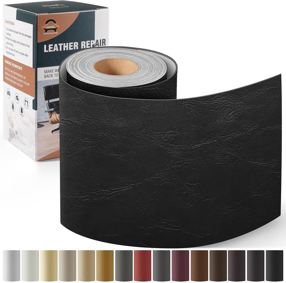 Complete Faux Leather Reparatieset voor Meubels, Autozetels en Tassen - Zelfklevende Patches van 10 x 160 cm in Zwart voor Duurzame Hersteloplossingen