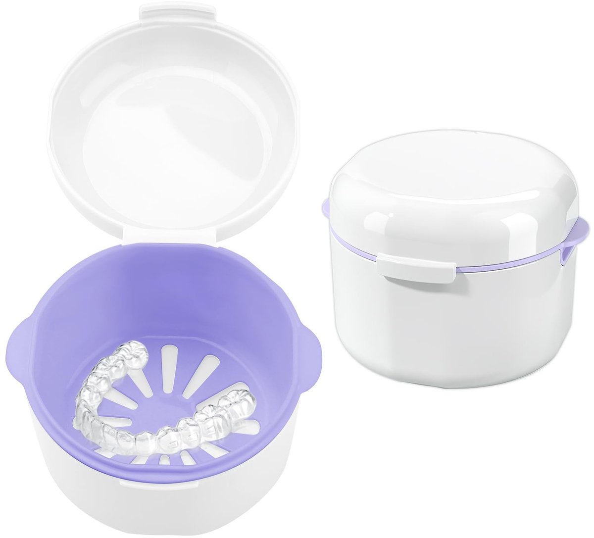 Dailygoods- Opbergdoos voor tandheelkundige apparaten - Draagbare tandenhouder - Siliconen - Compact ontwerp - Afneembare mand - Optimale mondhygiëne