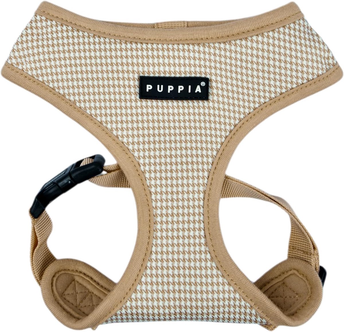 Thijox - Puppia Amatus Hondentuig A Modieus Pied-de-Poule Patroon Lente Zomer Harnas voor Kleine en Middelgrote Honden, Beige, Medium - Verstelbaar en