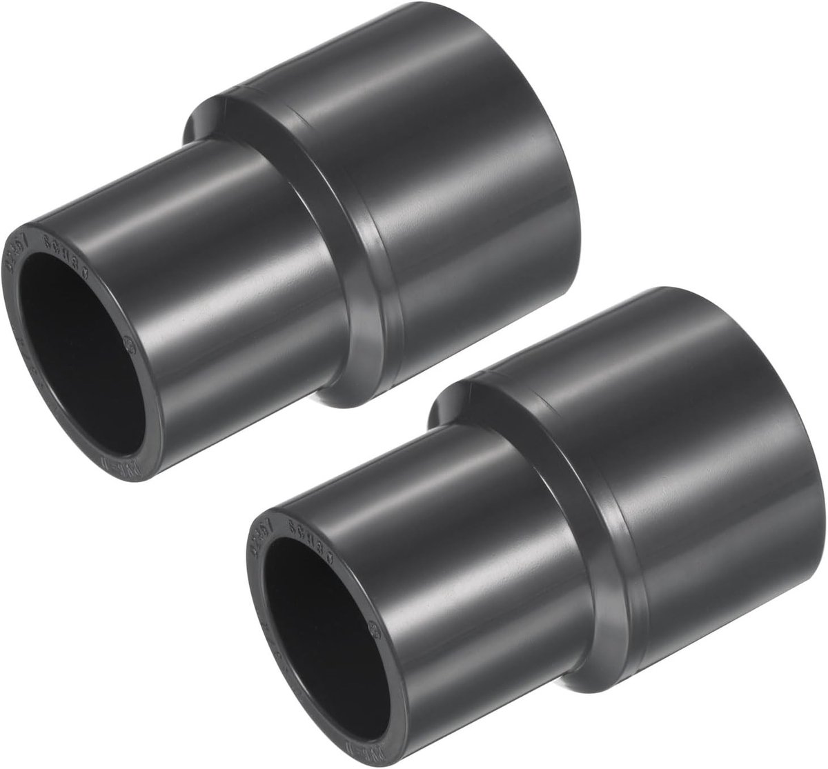 2 Stuks UPVC Reducer Fitting, Rechte Adapter Connector voor Pijpverbinding, Ideaal voor Badkamer, Keuken en Wastafel (Grijs, 1" x 3/4")
