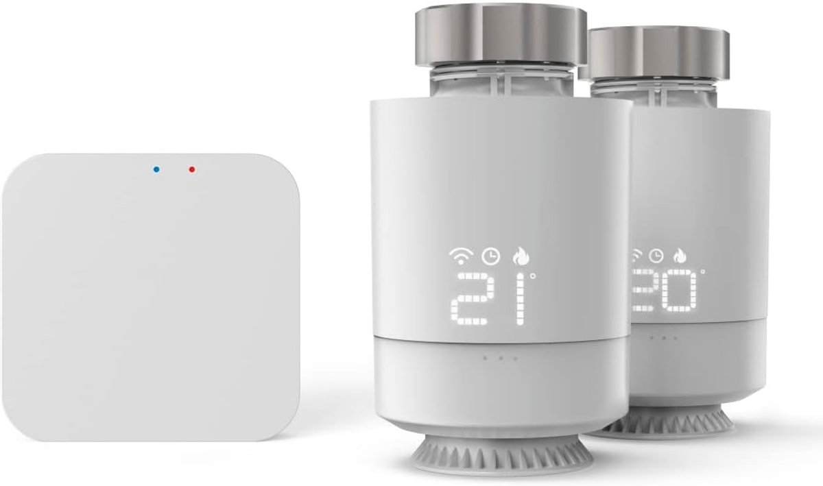 SnelShoppen - Slimme radiatorthermostaat starterset 2 stuks met hub, programmeerbare wifi verwarmingsthermostaat voor alle ventielen, app bediening, e