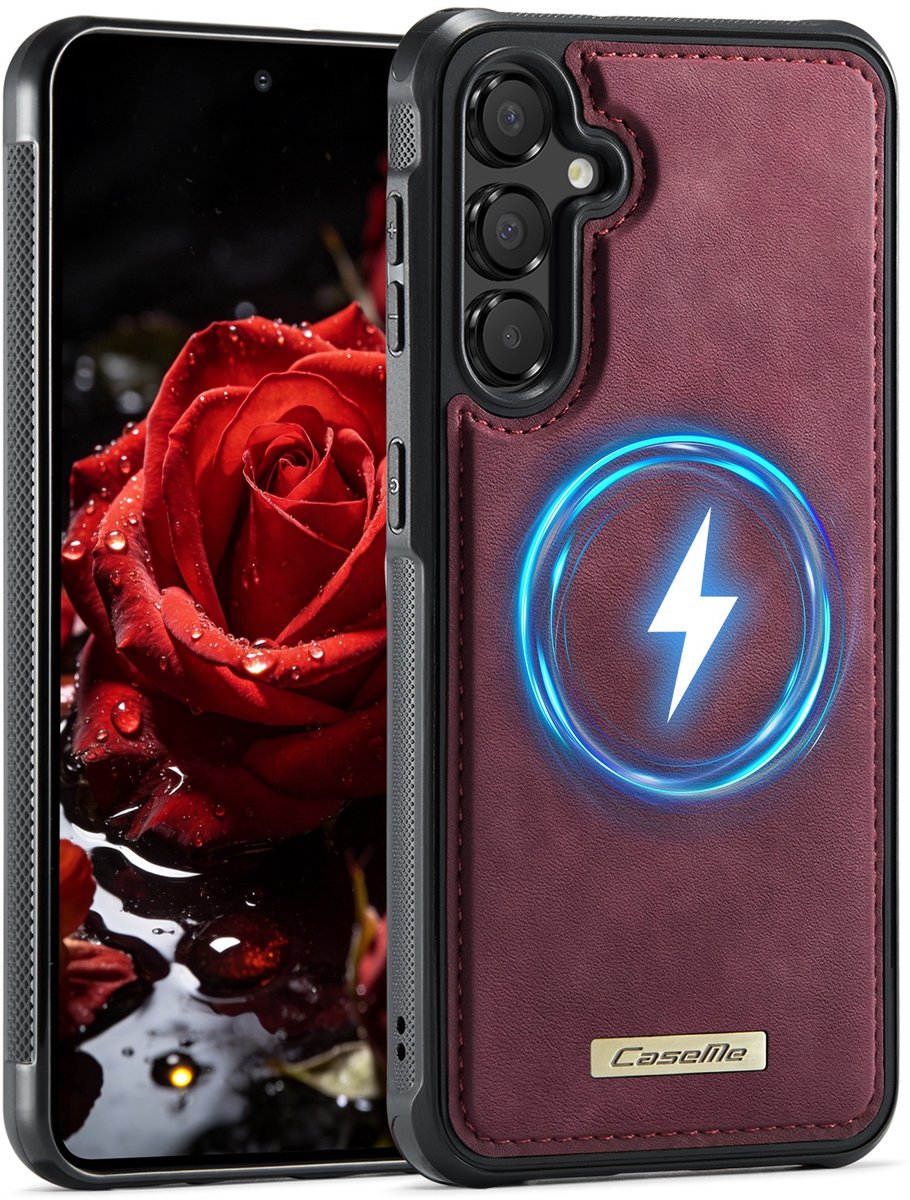 CaseMe Hoesje - Geschikt voor Samsung Galaxy A35 / A55 Hoesje - CaseMe C69 Leather Back Cover - MagSafe Compatible - Rood