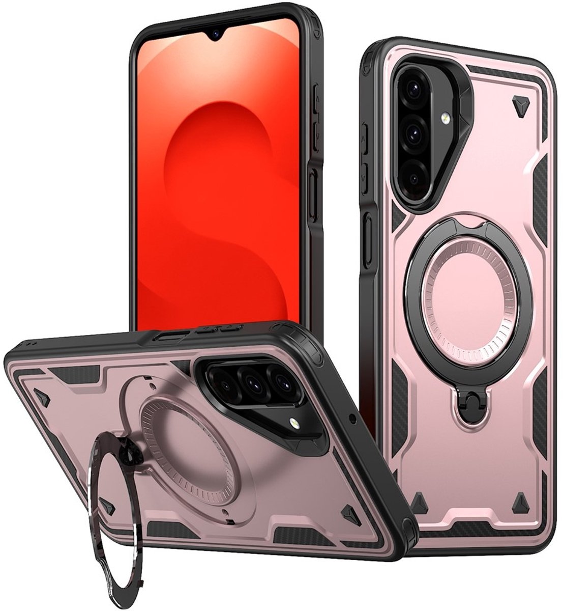 Coverup Hoesje - Geschikt voor Samsung Galaxy A26 Hoesje - Coverup Armor Back Cover met MagSafe Compatible Kickstand - Rose Gold
