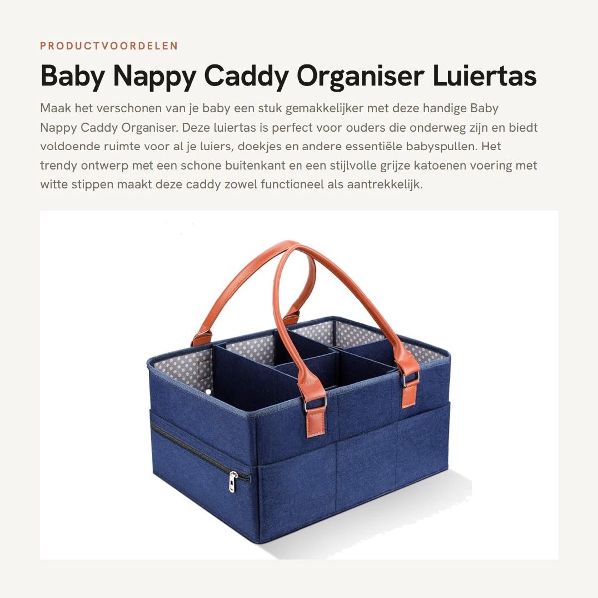 Dailygoods- Luiertas Groot Formaat - Draagbare Luiertas - Luiertas Organizer - Luiertas met Compartimenten - Luiertas voor Kinderen - Duurzaam Vilt - Opbergmand