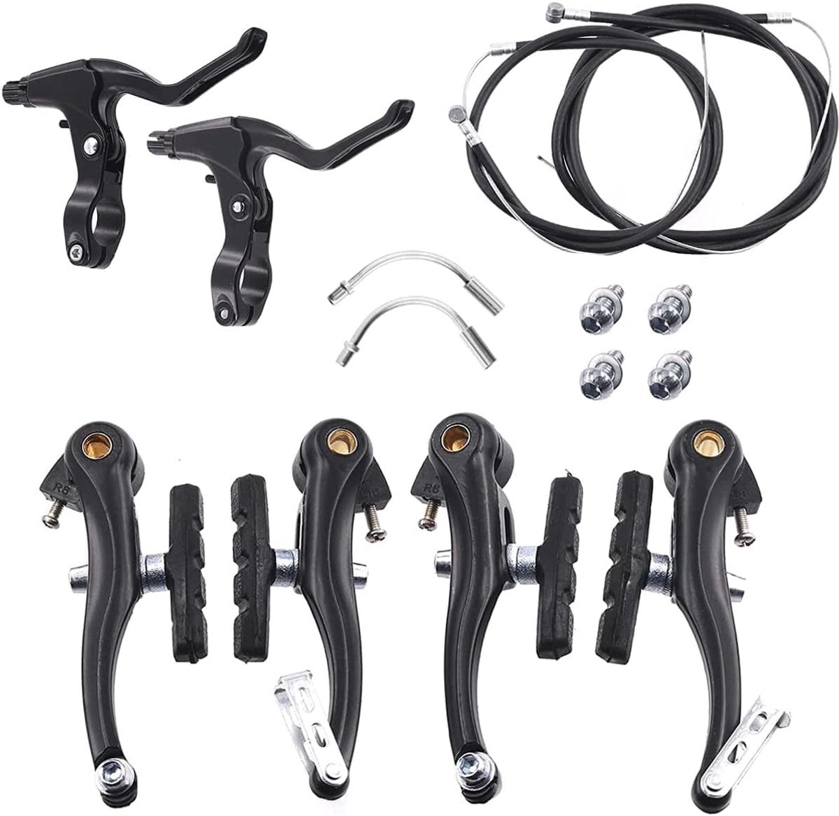 Dailygoods- V Brake Set Aluminium - Voorfiets/achterfiets - Inclusief remhendels - Remkabels voor/achter - Geschikt voor mountainbike/vouwfiets - Eenvoudige installatie - Fietsremset