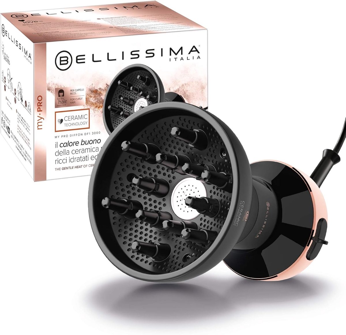 SnelShoppen - Heteluchtdiffuser voor Krullend Haar - Bellissima My Pro Diffon Ceramic DF1 3000 - Keramische Technologie - 700 W - 2 Combinaties Lucht/