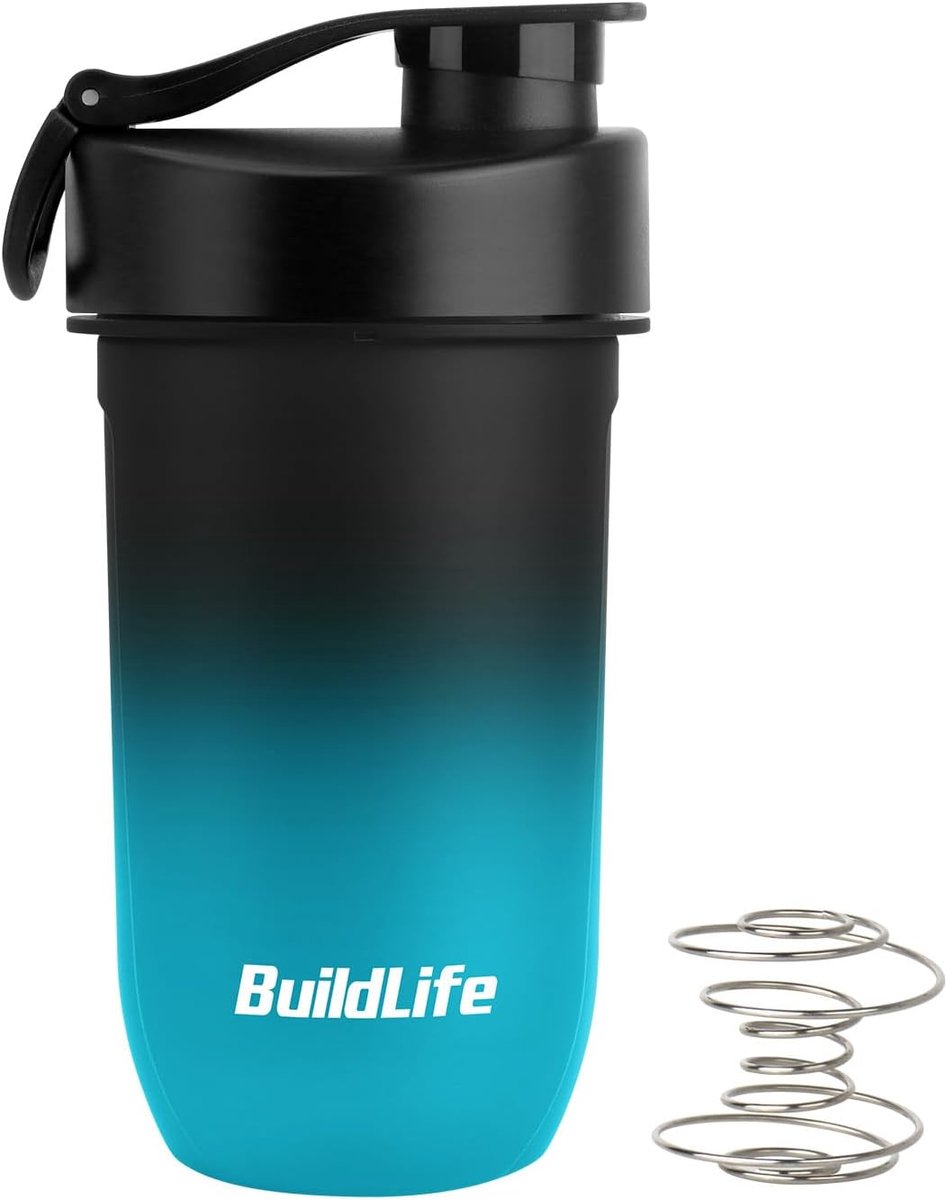 Thijox - Eiwitshaker 600 ml Lekvrij BPA-vrij Tritan Spiraalmixer voor Romige Shakes Vaatwasmachinebestendig Premium Schudbeker voor Eiwitten (Zwart, B
