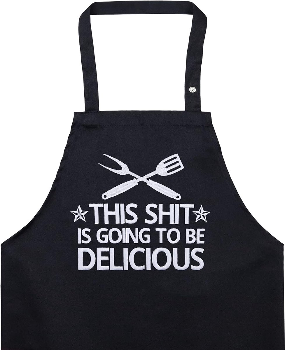 Thijox - Unisex Koken Schort met Grappige Geborduurde Design - Verstelbaar Slabschort voor BBQ, Keuken & Grillfans - Perfect Cadeau voor Hobbykoks en