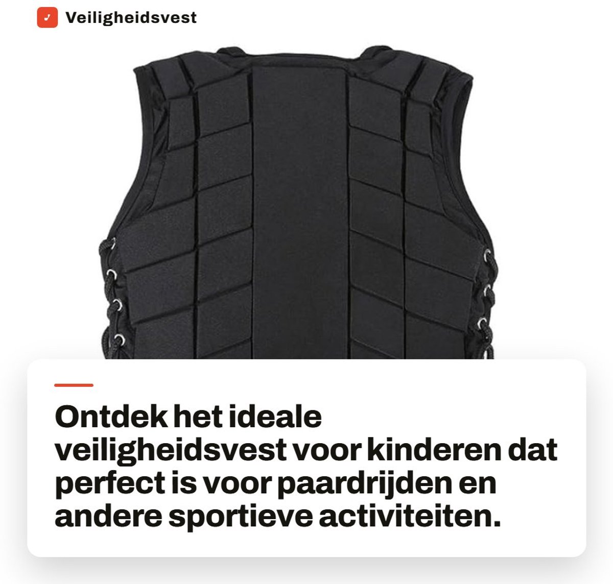 Dailygoods - Veiligheidsvest - Kinderen - Hoogwaardig Comfort - 50 x 40 x 5 cm - Shockabsorberend - Voor Sporten - Zwart