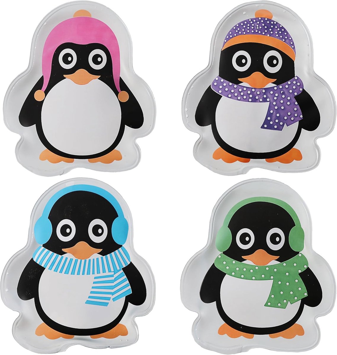 Thijox - Set van 4 Pinguïn Zakwarmers - Herbruikbare Handwarmers voor Winter, Feestdagen, Camping, Kinderen, Kleur: Zwart/Wit