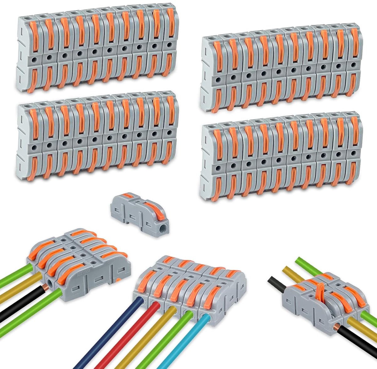 40 Stuks Elektrische Snelkoppelingen met Hendel - Compacte Kabelconnectoren en Aansluitblokken 4 mm²