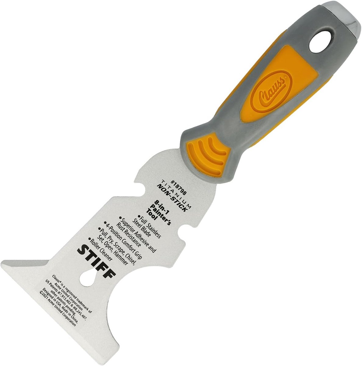 Thijox - Clauss 8-in-1 Plamuurmes Professioneel | Titanium Gebonden Roestvrijstalen Lemmet met Antiaanbaklaag | Antislip Ergonomische Handgreep | Idea