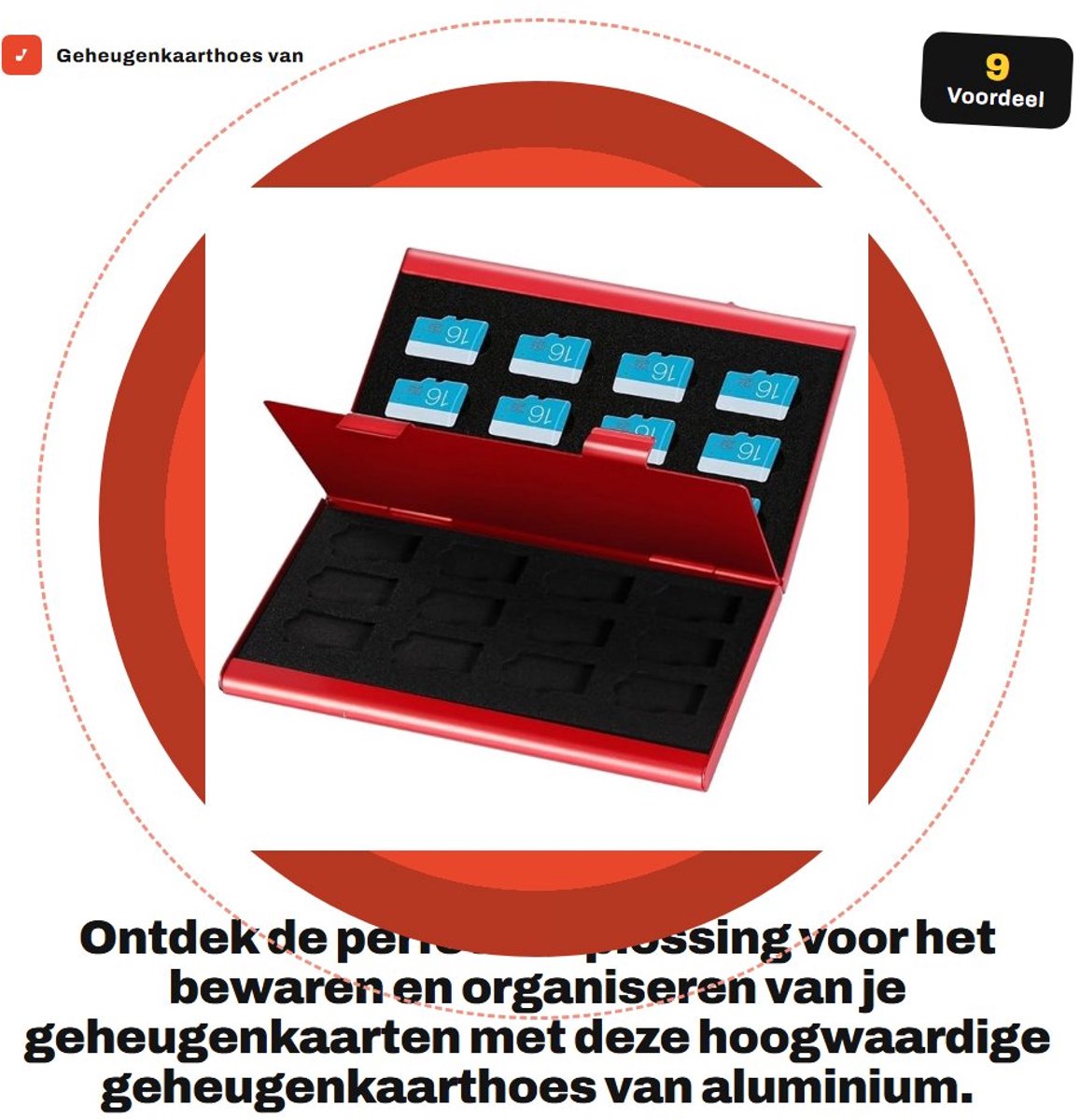 Dailygoods- Geheugenkaarthoes Aluminium - Kaarthouder voor TF-kaarten - 9 x 6 x 1.3 cm - Organiseren van kaarten - Duurzaam en lichtgewicht - Veilig en handig