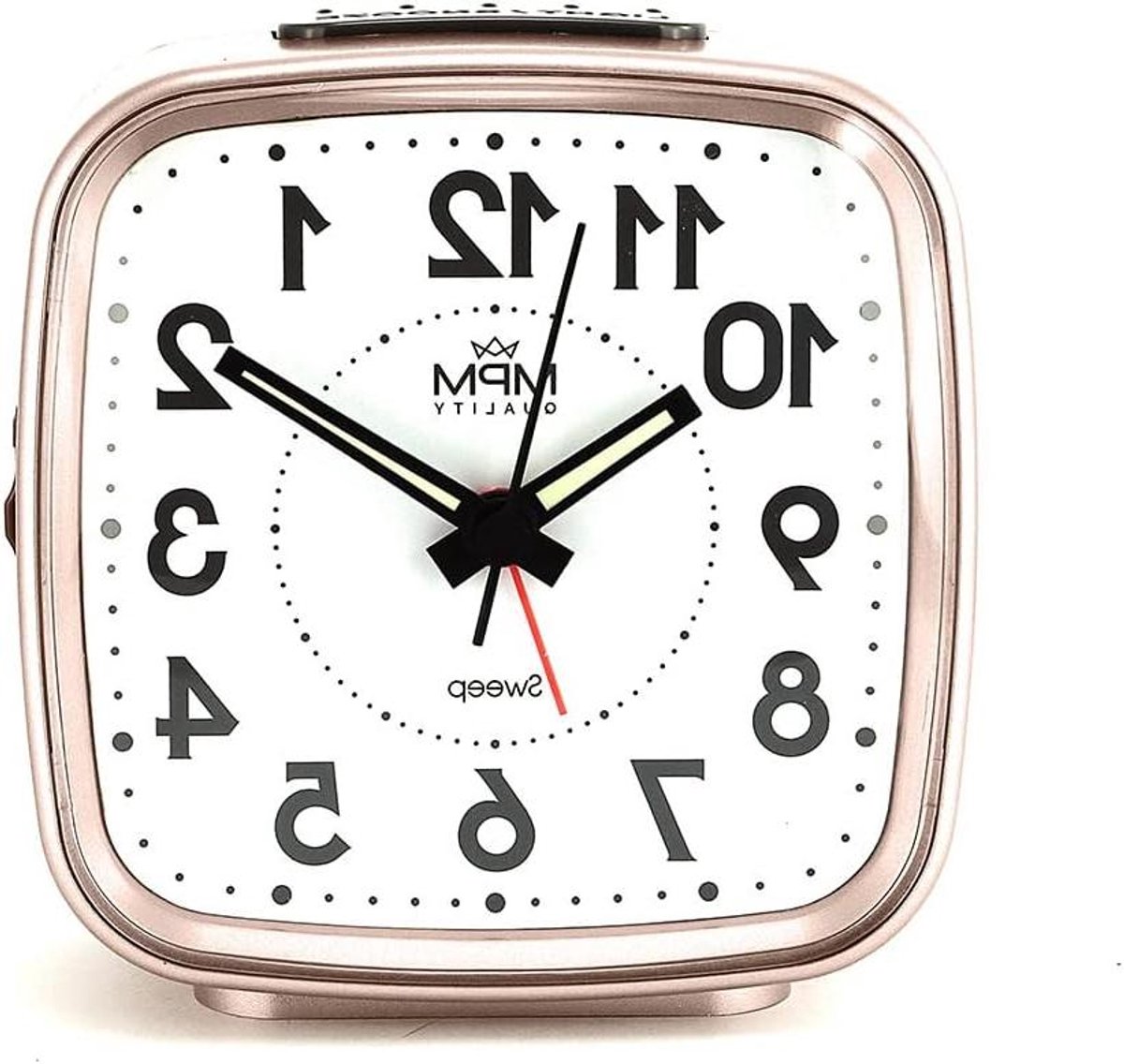 Kunststof Wekker - Analoge Klok - Wakker Worden - Stil Uurwerk - 8 x 8 cm - Roségoud