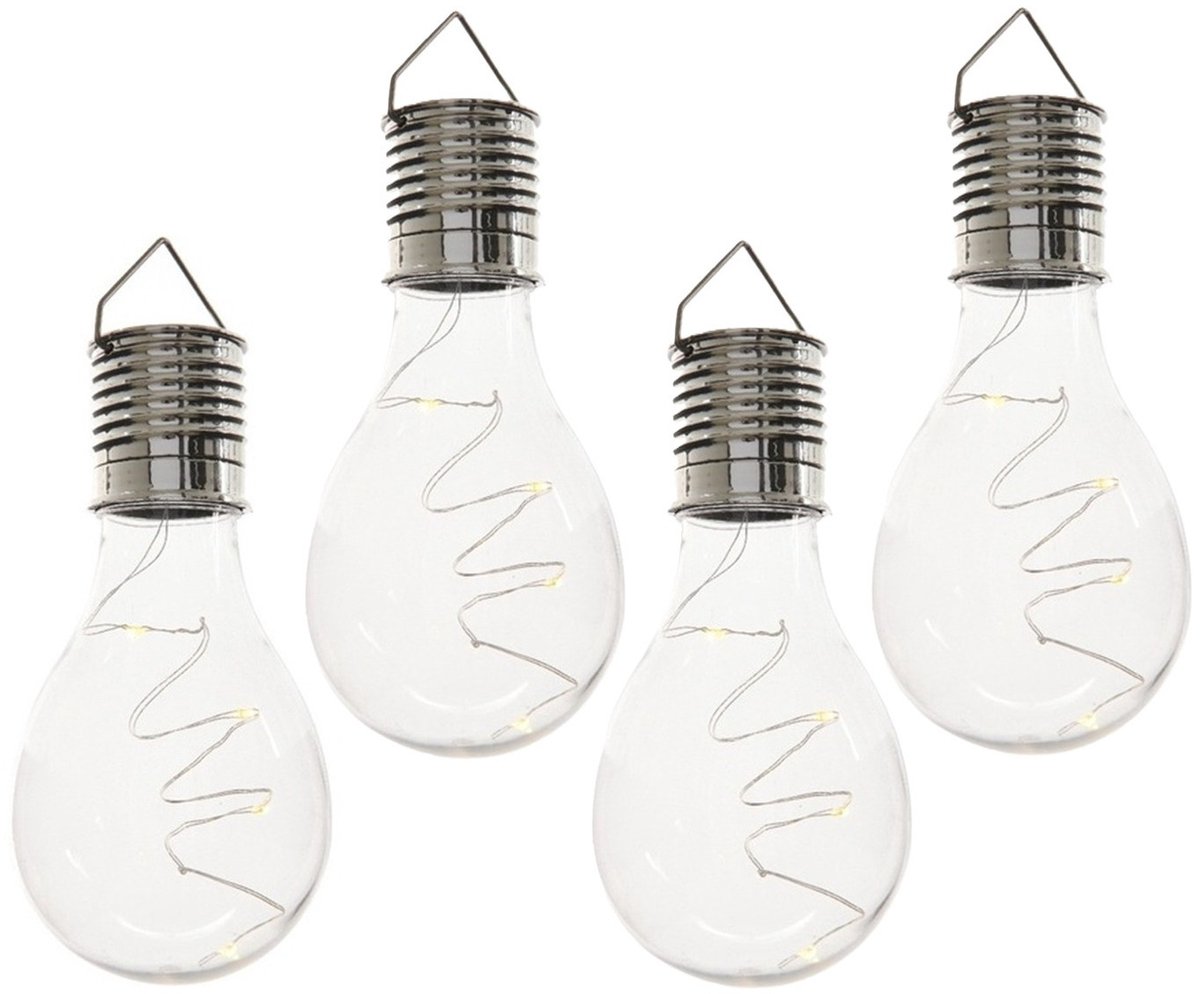 Lumineo hanglamp bolletje - 15x - solar/led - H14 cm - transparant - kunststof - tuin/buitenverlichting