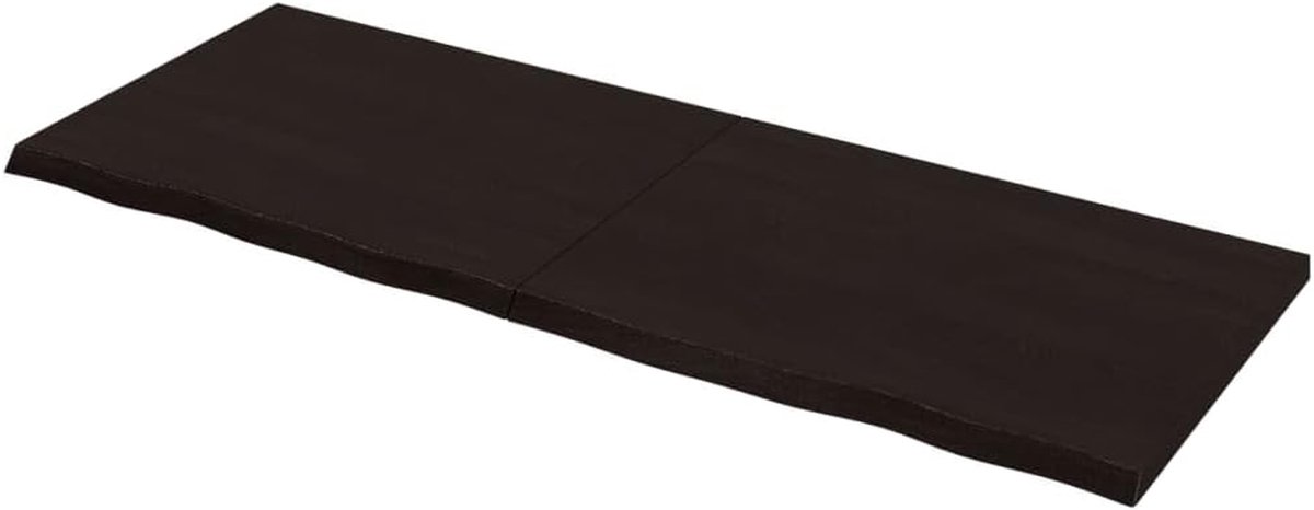 Houten Tafelblad - Eiken Blad - Tafel Opknappen - Handgemaakt Natuurlijke Rand - 160x60 cm - Donkerbruin