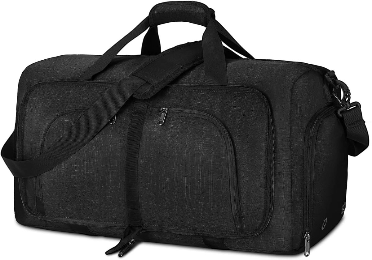 Thijox - Opvouwbare Reistas 80L - Plunjezak met Schoenenvak - Grote Weekendtas voor Dames en Heren - Sport- en Gymtas - Zwart - Ideaal voor Overnachti
