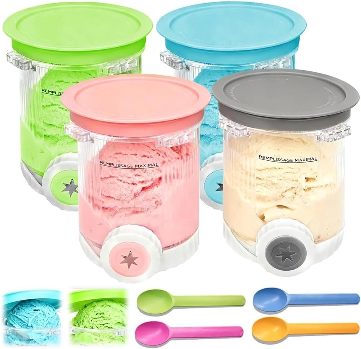 480ml IJscontainers voor Swirl IJsbereiders, BPA-vrij en Vaatwasmachinebestendig, Perfect voor IJs en Sorbet