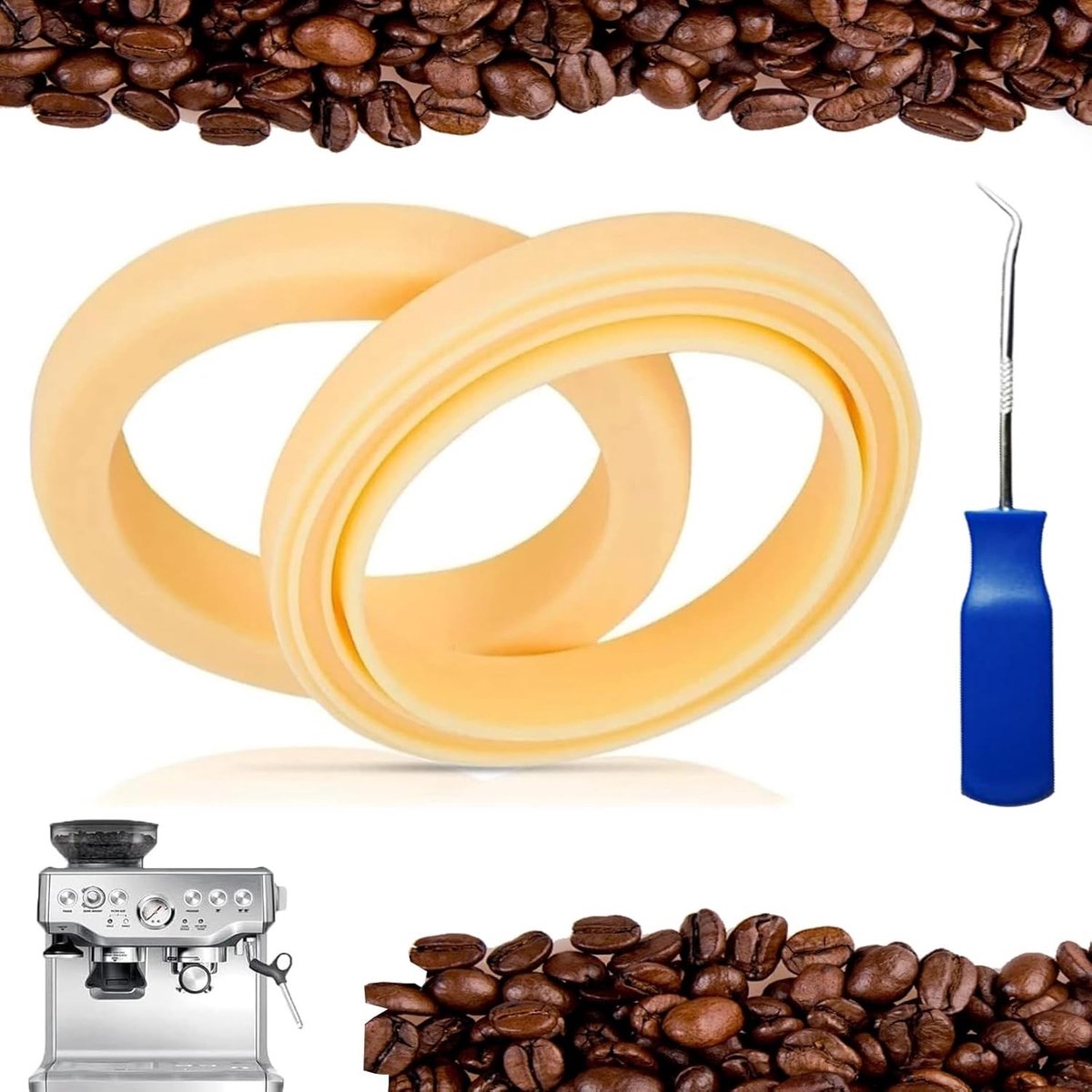 Set van 2 Siliconen Stoomringen 54mm met 135 Graden Haak Verzegelringen Geschikt voor Koffiemachines en Barista Accessoires