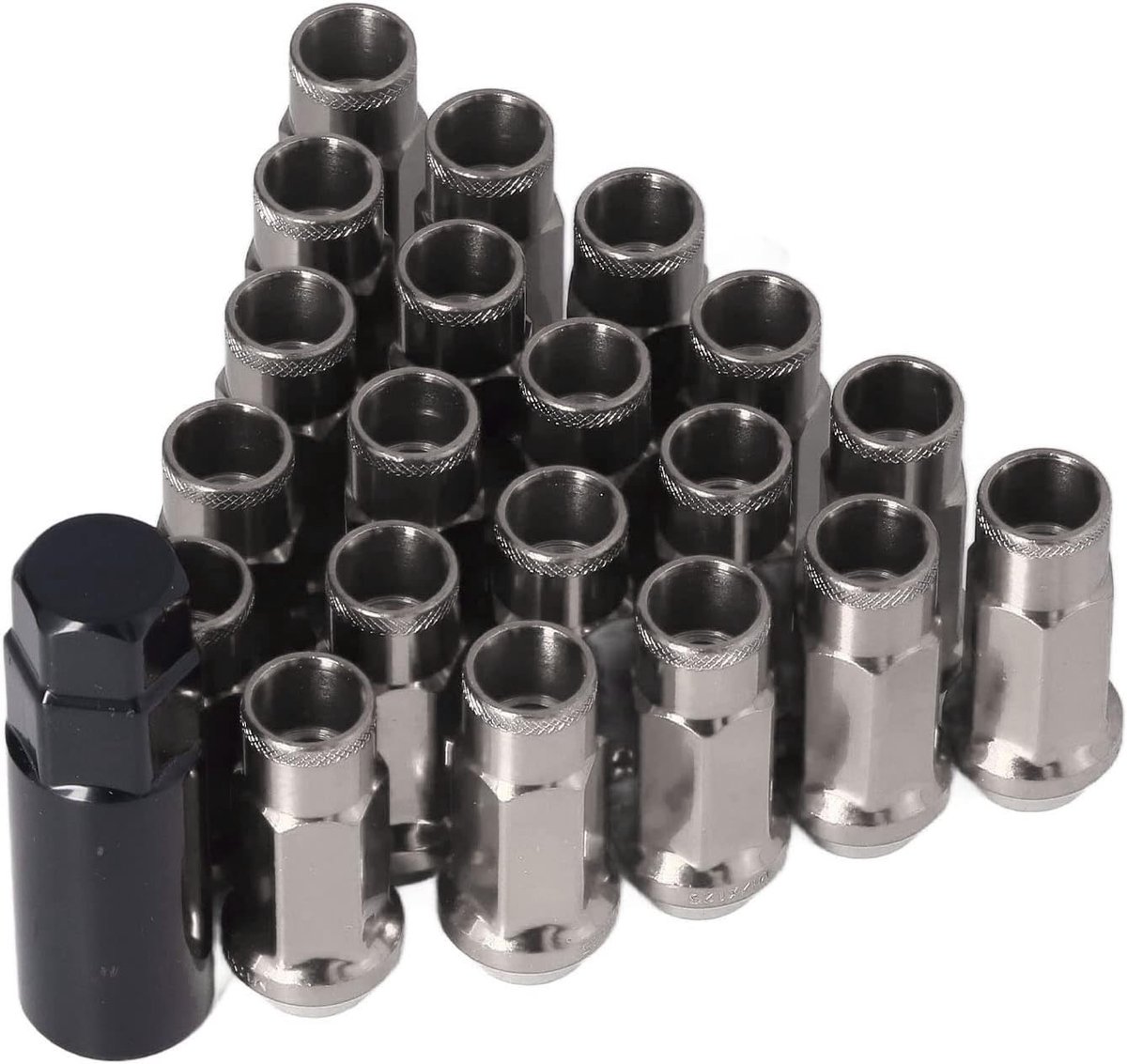 Universele 20-delige M12x1.25 Metalen Wielmoeren voor Auto's - Duurzame Auto Accessoires in Zwart
