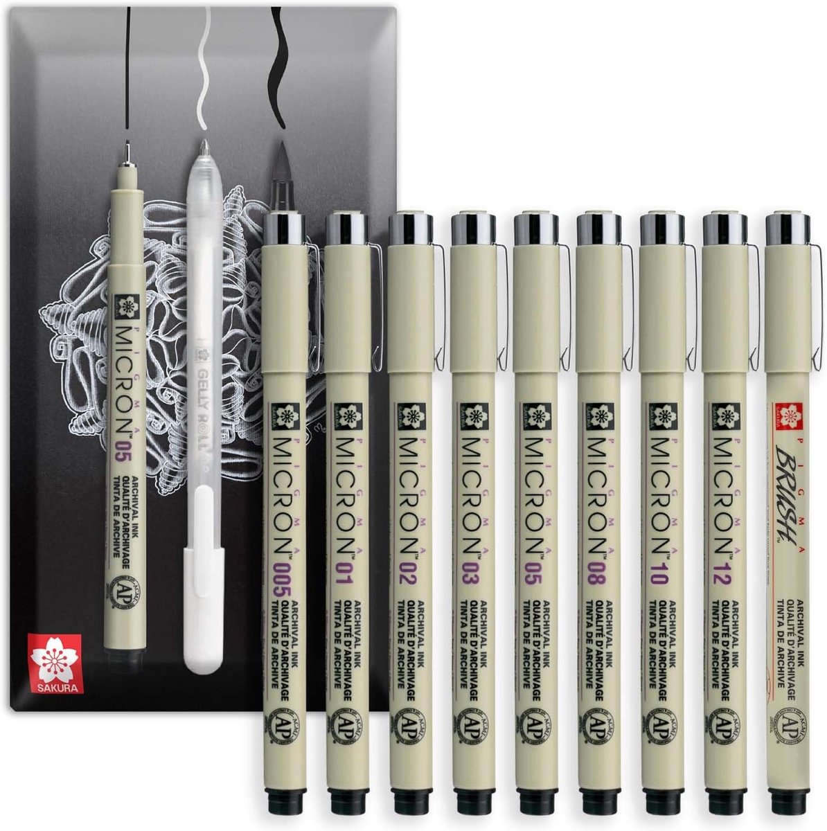 SnelShoppen - Fineliner Set van 9 met Brushpen - Waterdichte, Lichtbestendige Pigment Inkt voor Tekenen, Illustreren, Manga Kunst, Professionele Kwali