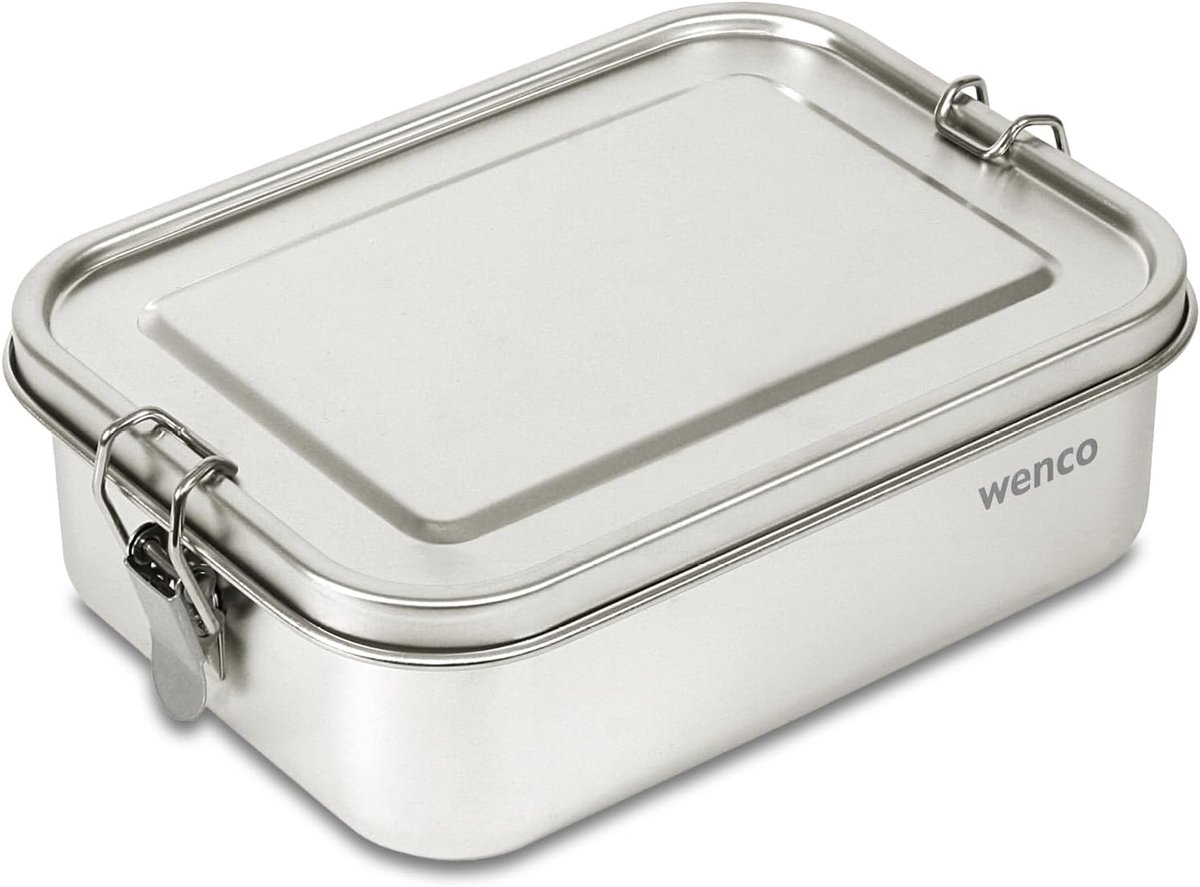 SnelShoppen - Grote Lunchbox Roestvrij Staal 850 ml met Vakken, Afneembare Scheidingswand en 2 Siliconen Afdichtingen, Waterdicht en Vaatwasmachinebes