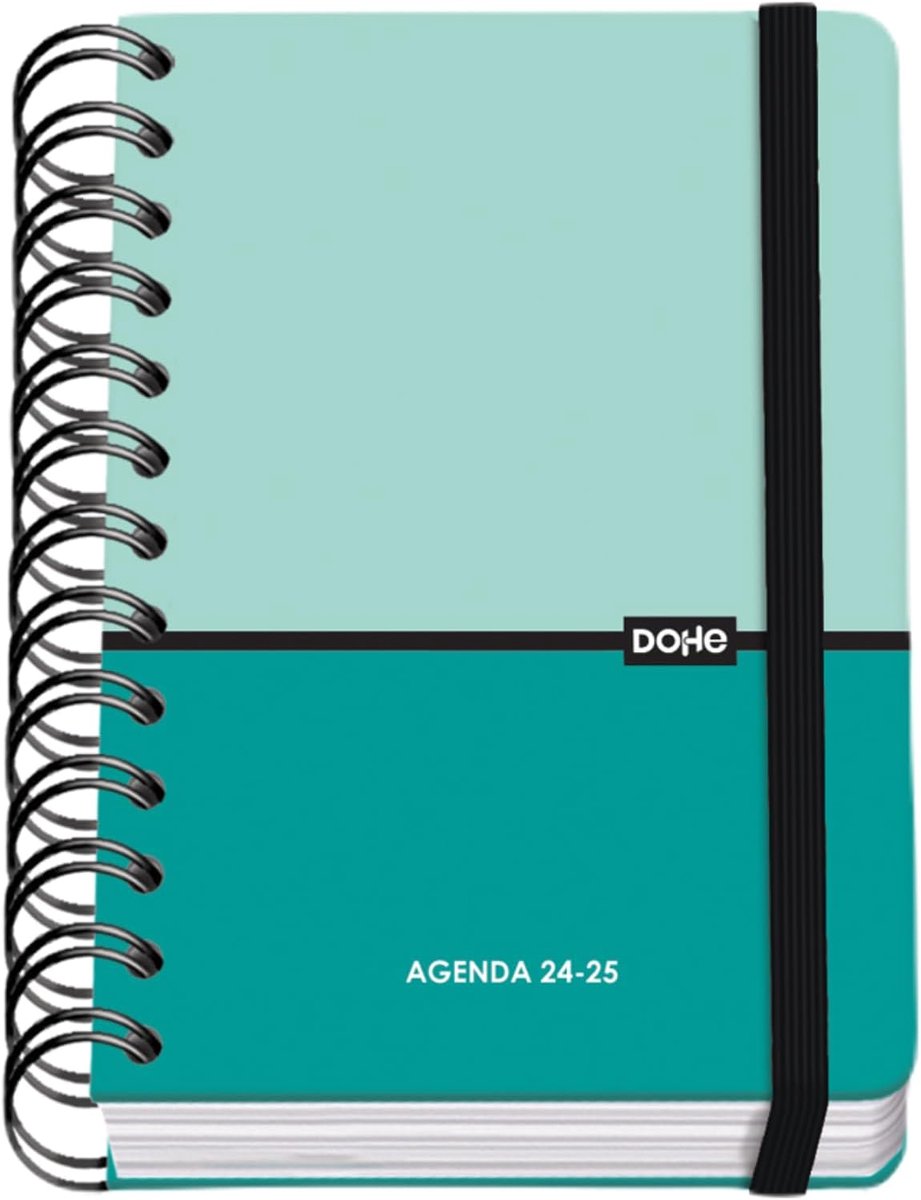 Thijox - Schoolagenda A6 2023-2024 - Dag pagina - 12 x 17 cm - Tweetalig Spaans en Engels - Turquoise - Schoolbenodigdheden voor Kinderen